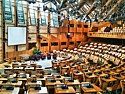 Interior of Scottish Parliament, just across the street from Hollyrood Palace, the Scottish home of the ENGLISH monarch.